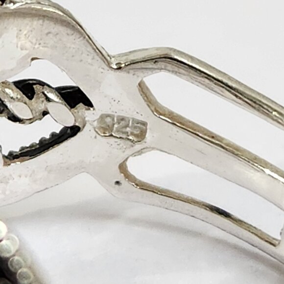 VTG 925 Edwardian Style Marcasite Ring Size 7.5 - Picture 8 of 11